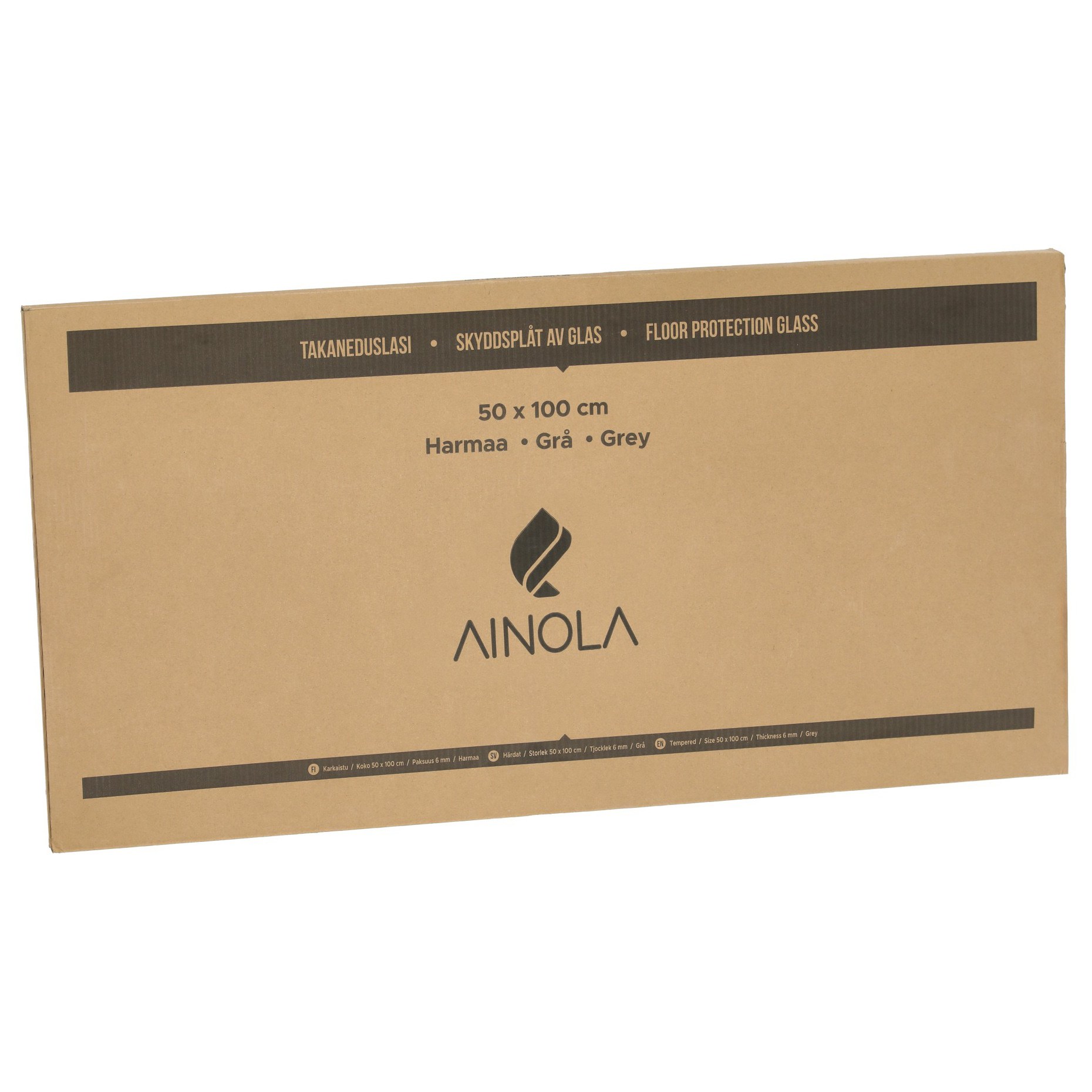 Ainola Grå 50x100cm Gnistglas - Skyddsplåt -och glas för brännugnar - 6438014350592 - 3