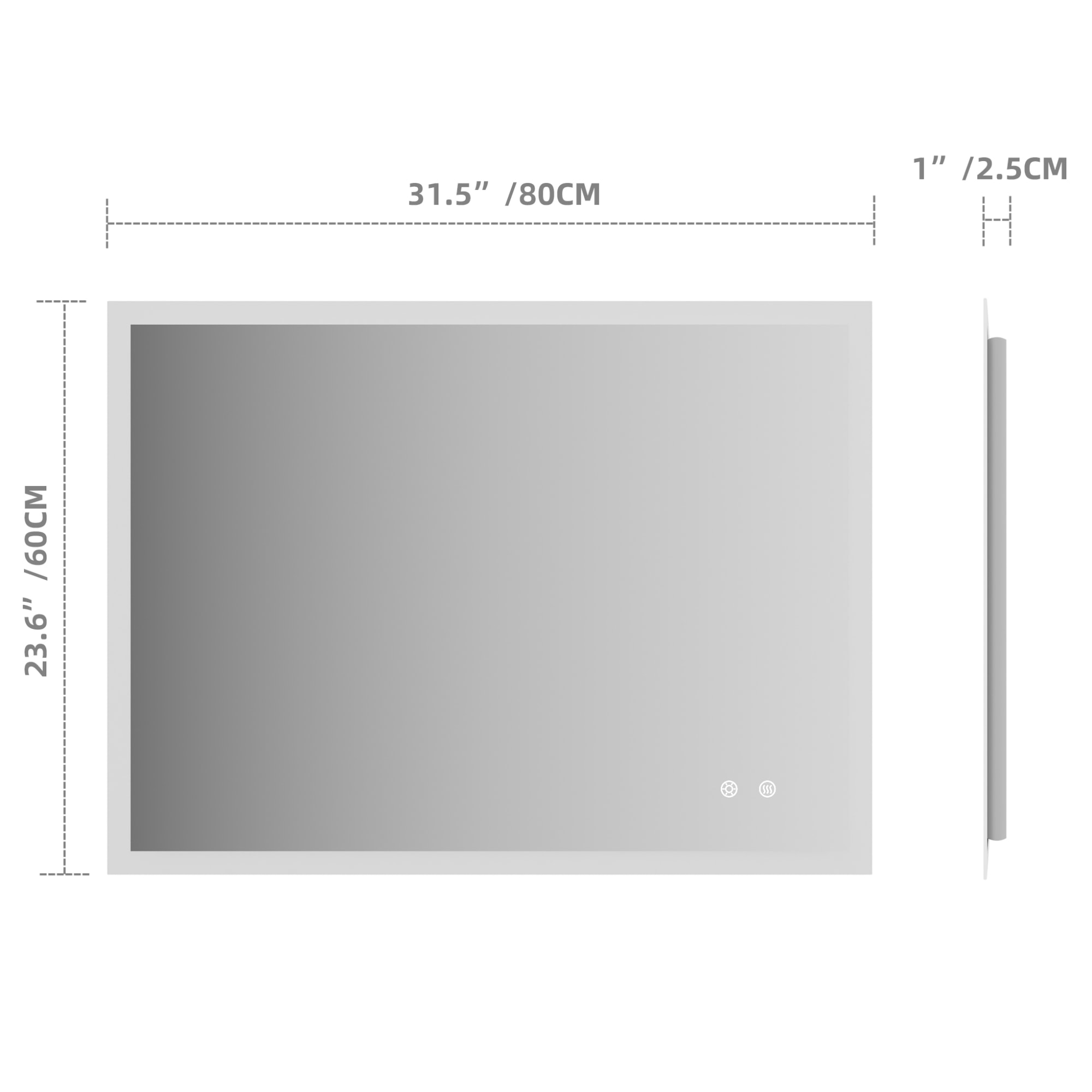 Innosanit 60x80 Valopeili Huurteenesto - Kylpyhuoneen Peilit - 6438014427997 - 5